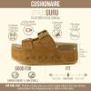 image:imageCUSHIONAIRE Guru Platform Sandals Women Footwear  Comfortable Genuine Leather Footbed Studded Chunky Slide Summer Sandals for WomenSuede Chestnut