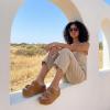 image:imageCUSHIONAIRE Guru Platform Sandals Women Footwear  Comfortable Genuine Leather Footbed Studded Chunky Slide Summer Sandals for WomenSuede Chestnut