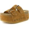 image:imageCUSHIONAIRE Guru Platform Sandals Women Footwear  Comfortable Genuine Leather Footbed Studded Chunky Slide Summer Sandals for WomenSuede Chestnut