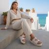 image:imageCUSHIONAIRE Guru Platform Sandals Women Footwear  Comfortable Genuine Leather Footbed Studded Chunky Slide Summer Sandals for WomenSuede Off White