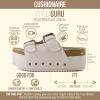 image:imageCUSHIONAIRE Guru Platform Sandals Women Footwear  Comfortable Genuine Leather Footbed Studded Chunky Slide Summer Sandals for WomenSuede Off White