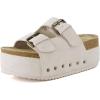 image:imageCUSHIONAIRE Guru Platform Sandals Women Footwear  Comfortable Genuine Leather Footbed Studded Chunky Slide Summer Sandals for WomenSuede Off White
