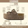 image:imageCUSHIONAIRE Guru Platform Sandals Women Footwear  Comfortable Genuine Leather Footbed Studded Chunky Slide Summer Sandals for WomenSuede Taupe