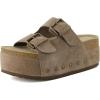 image:imageCUSHIONAIRE Guru Platform Sandals Women Footwear  Comfortable Genuine Leather Footbed Studded Chunky Slide Summer Sandals for WomenSuede Taupe
