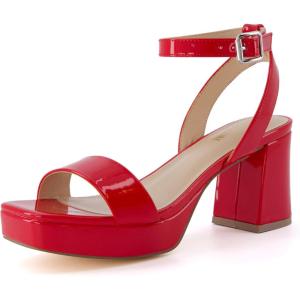 image:imageCUSHIONAIRE Womens Cherry platform dress sandal Memory Foam and Wide Widths AvailableRed Patent