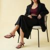 image:imageCUSHIONAIRE Madrid Kitten Heel Square Toe Womens Sandals  Comfortable Dressy Strappy Heels Sandals for Women Wide Widths AvailableBurgundy