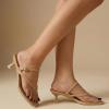 image:imageCUSHIONAIRE Madrid Kitten Heel Square Toe Womens Sandals  Comfortable Dressy Strappy Heels Sandals for Women Wide Widths AvailableLt Tan