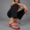 image:imageCUSHIONAIRE Madrid Kitten Heel Square Toe Womens Sandals  Comfortable Dressy Strappy Heels Sandals for Women Wide Widths AvailableRed
