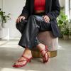 image:imageCUSHIONAIRE Madrid Kitten Heel Square Toe Womens Sandals  Comfortable Dressy Strappy Heels Sandals for Women Wide Widths AvailableRed