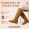 image:imageCUSHIONAIRE Sawyer Genuine Leather Tall Chunky Heel Womens Boots  Pull On Casual Knee High Boots for WomenCamel