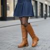 image:imageCUSHIONAIRE Sawyer Genuine Leather Tall Chunky Heel Womens Boots  Pull On Casual Knee High Boots for WomenSaddle