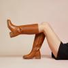 image:imageCUSHIONAIRE Sawyer Genuine Leather Tall Chunky Heel Womens Boots  Pull On Casual Knee High Boots for WomenSaddle