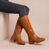image:imageCUSHIONAIRE Sawyer Genuine Leather Tall Chunky Heel Womens Boots  Pull On Casual Knee High Boots for WomenSaddle