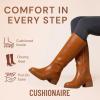 image:imageCUSHIONAIRE Sawyer Genuine Leather Tall Chunky Heel Womens Boots  Pull On Casual Knee High Boots for WomenSaddle