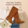 image:imageCUSHIONAIRE Sawyer Genuine Leather Tall Chunky Heel Womens Boots  Pull On Casual Knee High Boots for WomenSaddle