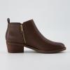 image:imageCUSHIONAIRE Taco Womens Ankle Bootie  Low Heel Ankle Boots for Women with Memory Foam Comfort Side Zipper and Wide Widths AvailableBrown Smooth