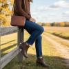 image:imageCUSHIONAIRE Taco Womens Ankle Bootie  Low Heel Ankle Boots for Women with Memory Foam Comfort Side Zipper and Wide Widths AvailableBrown Smooth