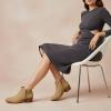 image:imageCUSHIONAIRE Taco Womens Ankle Bootie  Low Heel Ankle Boots for Women with Memory Foam Comfort Side Zipper and Wide Widths AvailableTan Vegan Suede
