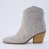 image:imageCUSHIONAIRE Womens Bravo Rhinestone Western Boots with Memory Foam Sparkly Cowboy Ankle BootiesSilver