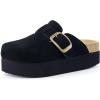 image:imageCUSHIONAIRE Womens Granola Previous Buckle Issue Fixed Genuine Suede Cork Footbed Platform Clog Comfort Wide Widths AvailableBlack