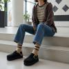 image:imageCUSHIONAIRE Womens Granola Previous Buckle Issue Fixed Genuine Suede Cork Footbed Platform Clog Comfort Wide Widths AvailableBlack