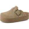 image:imageCUSHIONAIRE Womens Granola Previous Buckle Issue Fixed Genuine Suede Cork Footbed Platform Clog Comfort Wide Widths AvailableKhaki