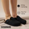image:imageCUSHIONAIRE Womens Hana Cork footbed clog with Genuine Leather upper Faux Fur lining and ComfortBlack