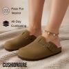image:imageCUSHIONAIRE Womens Hana Cork footbed clog with Genuine Leather upper Faux Fur lining and ComfortBrown