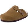 image:imageCUSHIONAIRE Womens Hana Cork footbed clog with Genuine Leather upper Faux Fur lining and ComfortBrown