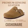 image:imageCUSHIONAIRE Womens Hana Cork footbed clog with Genuine Leather upper Faux Fur lining and ComfortBrown