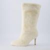 image:imageCUSHIONAIRE Womens Posh Faux Shearling Furry Boot with Stiletto Heel Memory Foam Wide Widths AvailableBeige Fur