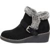 image:imageCUSHIONAIRE Womens Rhodes Faux Suede Winter Booties  Fur Boots for Women with Memory Foam Comfy Boots with Faux Fur Side Zipper 2Inch Wedge Heel Wide Widths AvailableBlack