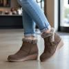 image:imageCUSHIONAIRE Womens Rhodes Faux Suede Winter Booties  Fur Boots for Women with Memory Foam Comfy Boots with Faux Fur Side Zipper 2Inch Wedge Heel Wide Widths AvailableTaupe