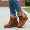 image:imageCUSHIONAIRE Womens Rhodes Faux Suede Winter Booties  Fur Boots for Women with Memory Foam Comfy Boots with Faux Fur Side Zipper 2Inch Wedge Heel Wide Widths AvailableChestnut