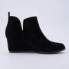 image:imageCUSHIONAIRE Womens Tito Wedge Bootie  Soft Vegan Suede Memory Foam Wide Width AvailableBlack