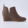 image:imageCUSHIONAIRE Womens Tito Wedge Bootie  Soft Vegan Suede Memory Foam Wide Width AvailableTaupe
