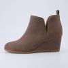image:imageCUSHIONAIRE Womens Tito Wedge Bootie  Soft Vegan Suede Memory Foam Wide Width AvailableTaupe