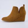 image:imageCUSHIONAIRE Womens Tito Wedge Bootie  Soft Vegan Suede Memory Foam Wide Width AvailableWhiskey