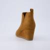 image:imageCUSHIONAIRE Womens Tito Wedge Bootie  Soft Vegan Suede Memory Foam Wide Width AvailableWhiskey