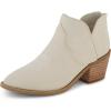 image:imageCUSHIONAIRE Rodeo Cowboy Boots for Women Stylish Short Pointed Toe Western Ankle Boots with Low Block Heel and Back ZipperIvory