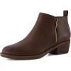 image:imageCUSHIONAIRE Taco Womens Ankle Bootie  Low Heel Ankle Boots for Women with Memory Foam Comfort Side Zipper and Wide Widths AvailableBrown Smooth