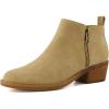 image:imageCUSHIONAIRE Taco Womens Ankle Bootie  Low Heel Ankle Boots for Women with Memory Foam Comfort Side Zipper and Wide Widths AvailableTan Vegan Suede