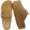 image:imageCUSHIONAIRE Womens Granola Previous Buckle Issue Fixed Genuine Suede Cork Footbed Platform Clog Comfort Wide Widths AvailableChestnut