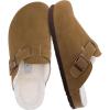 image:imageCUSHIONAIRE Womens Hana Cork footbed clog with Genuine Leather upper Faux Fur lining and ComfortBrown