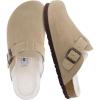 image:imageCUSHIONAIRE Womens Hana Cork footbed clog with Genuine Leather upper Faux Fur lining and ComfortTaupe