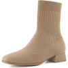 image:imageCUSHIONAIRE Womens Russel Knit Ankle Boot with Block Heel Memory Foam Wide Widths AvailableKnit Taupe