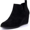 image:imageCUSHIONAIRE Womens Tito Wedge Bootie  Soft Vegan Suede Memory Foam Wide Width AvailableBlack