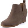 image:imageCUSHIONAIRE Womens Tito Wedge Bootie  Soft Vegan Suede Memory Foam Wide Width AvailableTaupe