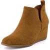 image:imageCUSHIONAIRE Womens Tito Wedge Bootie  Soft Vegan Suede Memory Foam Wide Width AvailableWhiskey
