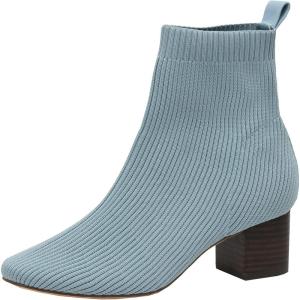 image:imageCUSHIONAIRE Neely Sock Booties for Women Stretch Knit Block Heel Womens Boots with Memory Foam for AllDay Comfort and StyleBlue Haze